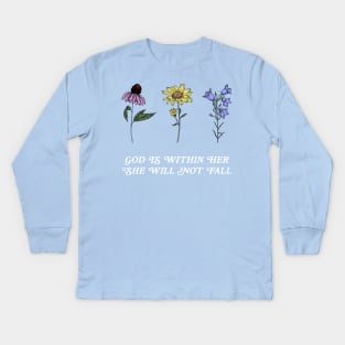 God is within her, she will not fall | 3 Flowers Kids Long Sleeve T-Shirt